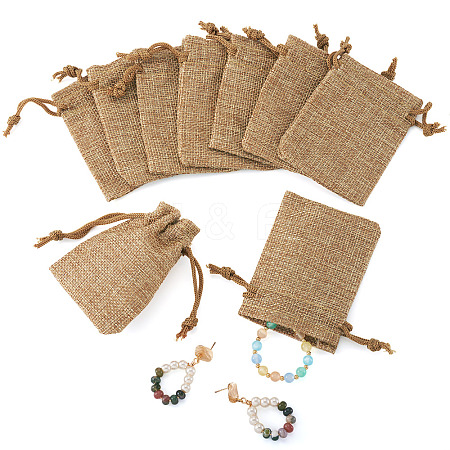 20Pcs Rectangle Polyester Imitation Burlap Packing Pouches Drawstring Bags ABAG-TA0001-95A-1