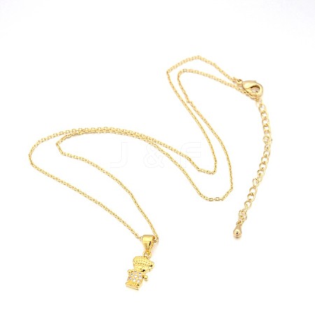 Human Real 18K Gold Plated Alloy Micro Pave Cubic Zirconia Pendant Necklaces NJEW-H416-02G-1