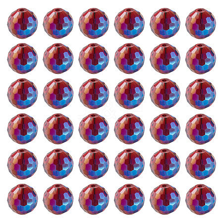 80Pcs Half Rainbow Plated Glass Beads EGLA-TA0013-04B-1