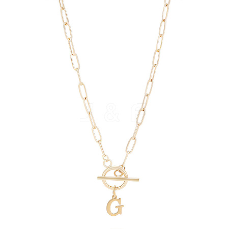 304 Stainless Steel Letter Pendant Necklaces NJEW-LP0001-52G-G-1