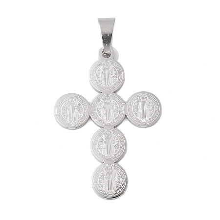 Tarnish Resistant 304 Stainless Steel Saint Benedict Medal Cross Pendants STAS-F012-12-1