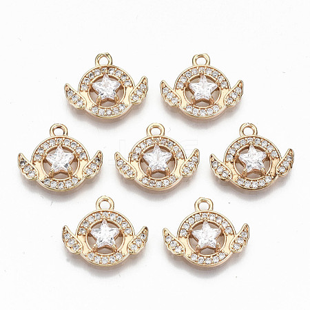 Brass Micro Pave Cubic Zirconia Pendants X-KK-S359-031-RS-1