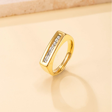 304 Stainless Steel & Crystal Rhinestone Finger Rings WG81AE1-03-1