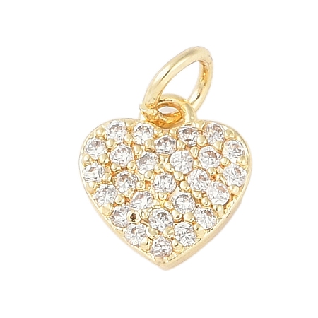 Rack Plating Brass Micro Pave Clear Cubic Zirconia Charms KK-Z060-07G-02-1