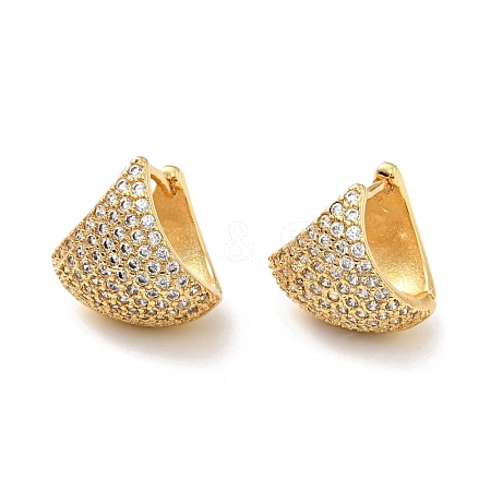 Clear Cubic Zirconia Chunky Hoop Earrings EJEW-C028-18G-1