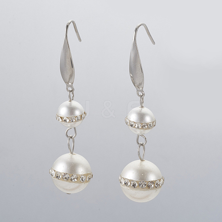 Sea Shell Grade A Rhinestone Beads Dangle Earrings EJEW-JE02884-1