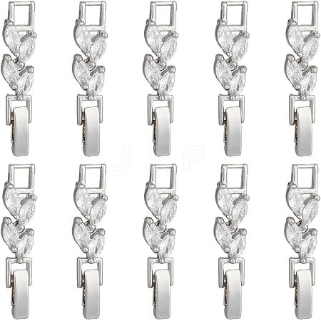 SUPERFINDINGS 10Pcs Brass Clear Cubic Zirconia Watch Band Clasps ZIRC-FH0001-38P-1