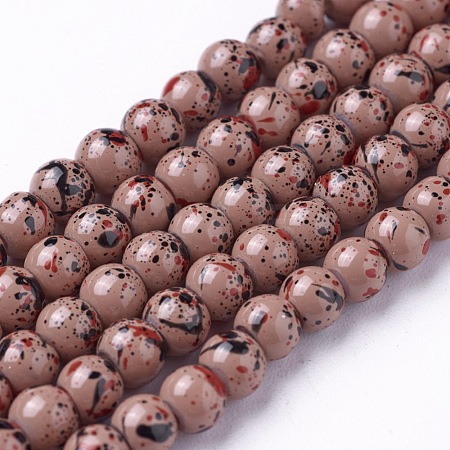 Opaque Baking Painted Glass Beads Strands GLAA-L024-A-31-1