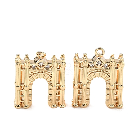 Brass Micro Pave Clear Cubic Zirconia Pendants KK-K351-71G-1