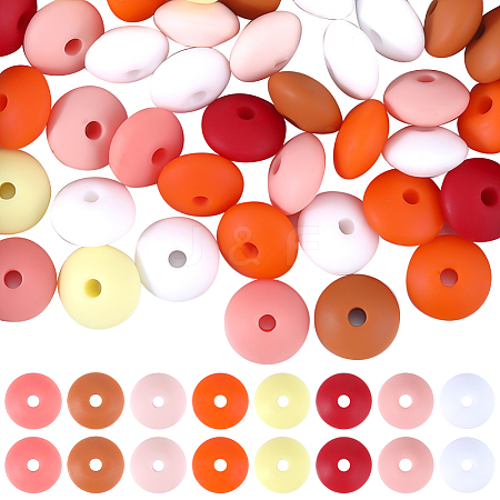 96Pcs 12 Colors Food Grade Eco-Friendly Silicone Abacus Beads SIL-SC0001-87B-1