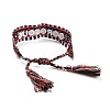 Word Gorgeous Polycotton(Polyester Cotton) Braided Bracelet with Tassel Charm BJEW-F429-03-3