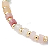 Natural Green Aventurine & Rose Quartz & Howlite & White Jade & Yellow Aventurine & Synthetic Blue Lace Agate & Brass Beads Stretch Bracelets for Women BJEW-JB13334-03-4