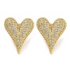 Rack Plating Heart Brass Micro Pave Cubic Zirconia Stud Earrings EJEW-I313-17G-1