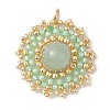 Natural Green Aventurine Flat Round Pendants PALLOY-MZ00135-04-1