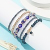 5Pcs 5 Style Glass & Lampwork Evil Eye Stretch Bracelets Set BJEW-JB09619-01-2