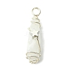 2Pcs Electroplated Natural Quartz Crystal Dyed Copper Wire Wrapped Pendants PALLOY-JF03163-02-3