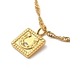 Clear Cubic Zirconia Square with Arch Pendant Necklace with Singapore Chains NJEW-P273-01G-1
