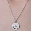 Non-Tarnish 201 Stainless Steel Holllow Leaf Pendant Necklace NJEW-OY001-24-1