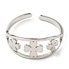 304 Stainless Steel Clover Open Cuff Ring RJEW-F149-04P-2