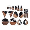16Pcs 8 Styles Opaque Resin & Walnut Wood Pendants RESI-N053-05-1
