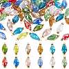120Pcs 12 Colors Glass Pendants PALLOY-GA00009-1