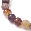 Natural Auralite Round Beaded Stretch Bracelets for Women Men BJEW-JB11426-3