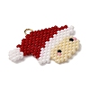 Glass Seed Beaded Santa Claus Pendants PALLOY-MZ00812-3