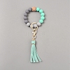 Silicone Round Beaded Keychain Wristlet AJEW-SZC0007-06A-1