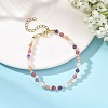 Natural Tourmaline & Rose Quartz & Sunstone & Amethyst Faceted Round Beaded Bracelets BJEW-JB14144-1