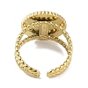 Ion Plating(IP) 304 Stainless Steel Enamel Flat Round Cuff Finger Rings RJEW-L107-043G-02-3