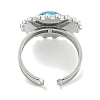 304 Stainless Steel Synthetic Gemstone Cuff Rings G-Z056-08P-4