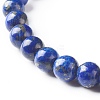 Natural Lapis Lazuli(Dyed) & Lava Rock Round Beads Stretch Bracelets Set BJEW-JB06982-03-13