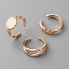 3Pcs Oval Alloy Enamel Adjustable Cuff Rings Sets for Women RJEW-WH0011-40KCG-1