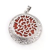 Natural Red Jasper Pendants with Hollow Platinum Brass Findings G-P448-A17-P-3