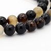 Dyed & Heated Black Agate Round Bead Strands G-P070-22-8mm-1