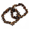 Unisex Chip Natural Tiger Eye Beaded Stretch Bracelets BJEW-S143-02-8