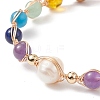 Natural & Synthetic Mixed Stone & Pearl Beaded Dangle Earrings & Bracelet SJEW-JS01261-3