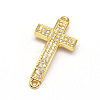 Curved Latin Sideways Cross Brass Micro Pave Cubic Zirconia Links ZIRC-E010-02G-1