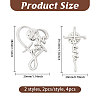 4Pcs 2 Styles Faith Theme Zinc Alloy Brooch JEWB-CA0001-90-2