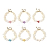 Ocean Dyed Synthetic Turquoise Starfish and Natural White Shell Chip Beaded Bracelets for Women BJEW-JB14282-3