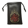 Printed Black PU Leather Buddha Thai Amulet Storage Drawstring Bags PW-WG43352-01-1