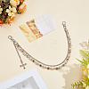1Pc Alloy Colorful Rhinestone Flower & Plastic Pearl Link Chain Double Layer Pants Chains AJEW-GF0012-74-4