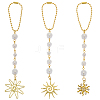 3Pcs 3 Styles Alloy Enamel Sun Charm Iron Ball Chains Haning Ornaments HJEW-OC00293-1