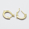 Brass Micro Pave Cubic Zirconia Hoop Earring Findings with Latch Back Closure KK-K220-08G-2