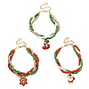 3Pcs Christmas Alloy Enamel Charm Bracelets BJEW-JB12482-2