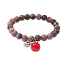 Teachers' Day Thank You 8mm Round Natural Rhodonite Stretch Bracelets BJEW-JB10432-01-1