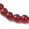 Natural Carnelian(Dyed & Heated) & Brass Round Beaded Stretch Bracelets for Women BJEW-JB12266-02-4