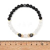 Round Natural Selenite & Non-Magnetic Synthetic Hematite Yin-yang Stretch Bracelets BJEW-JB13837-4