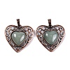 Natural Green Aventurine Peach Love Heart Pendants G-G158-01-15-1