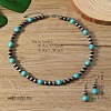 Synthetic Turquoise & CCB Plastic Round Beaded Necklaces & Dangle Earrings Sets WG1B28D-02-2